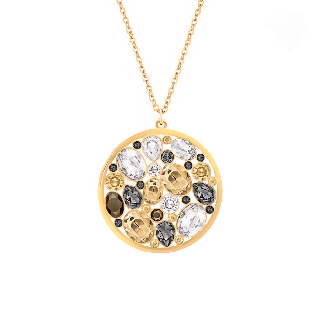 Swarovski Gold and White Necklace with Intricate Pendant